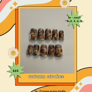 Handmade Press On Nails - autumn strokes